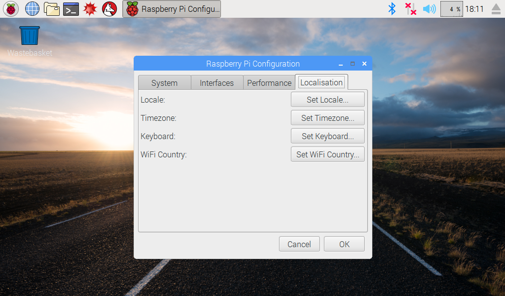 Raspberry Pi Configuration programı, Localisation sekmesi