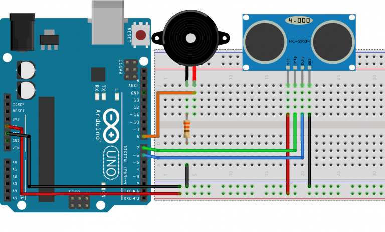 arduino park sensörü devre şeması