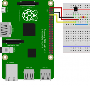 raspberry pi DS18B20 sıcaklık sensörü devre şeması