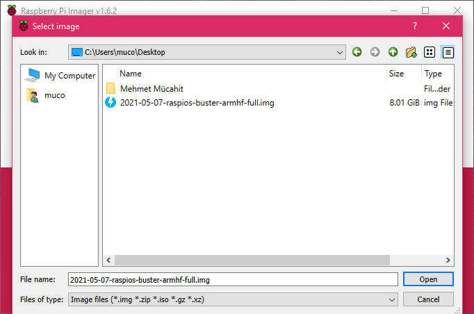 Raspberry Pi OS İmaj Dosya Konumu