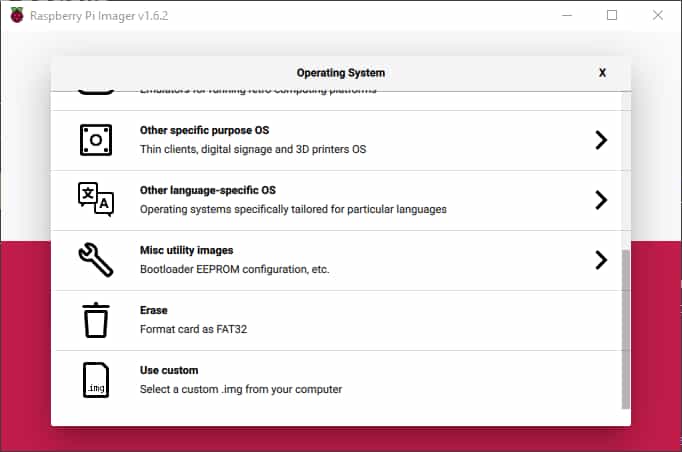 Raspberry Pi Imager Custom İşletim Sistemi Seçme