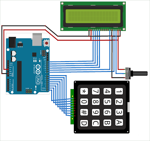 Arduino ile Hesap Makinesi Devre Şeması