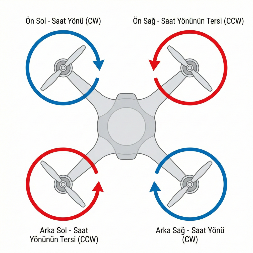 drone pervane yönleri