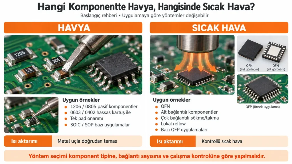 hangi komponentte havya, hangisinde sıcak hava?