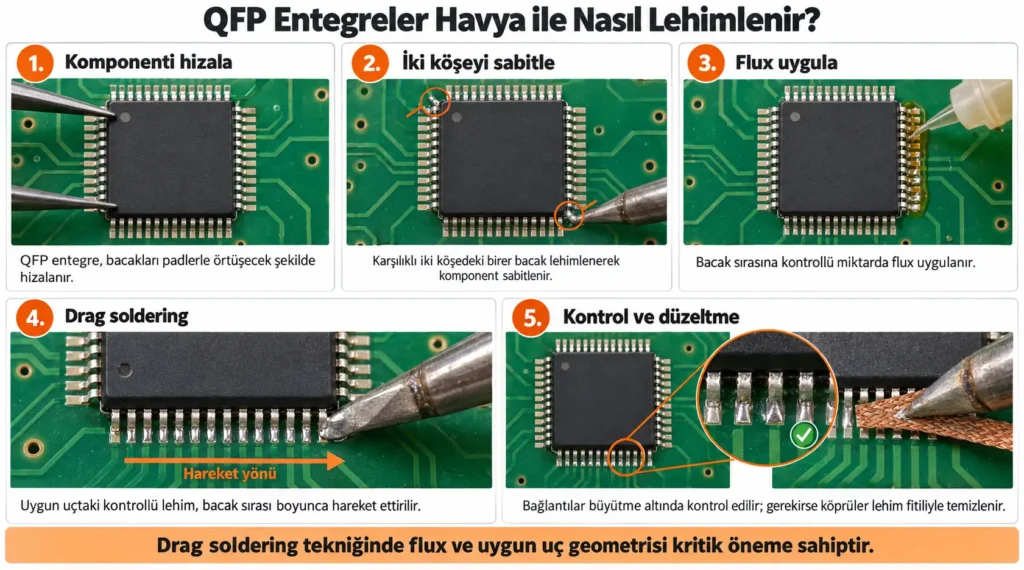 qfp entegreler havya ile nasıl lehimlenir