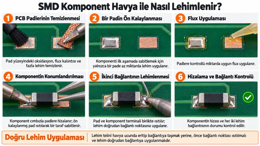 smd komponent havya ile nasıl lehimlenir