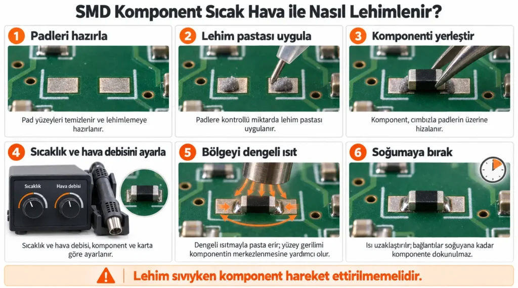 SMD komponent Sıcak Hava ile Nasıl lehimlenir?